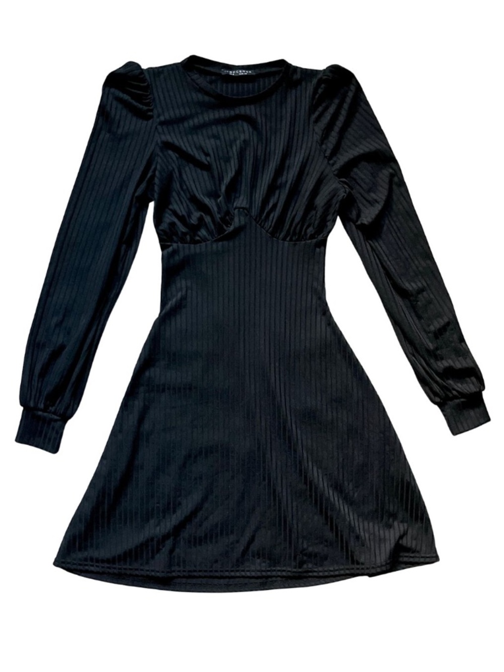 Flirty Black Dress Long Sleeve Knee Length Fitted Dark Coquette Whimsigoth LBD